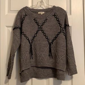 Sweater with Black Leather Detail